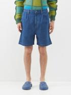 Gucci - Floral-embroidered Denim Shorts - Mens - Blue Multi