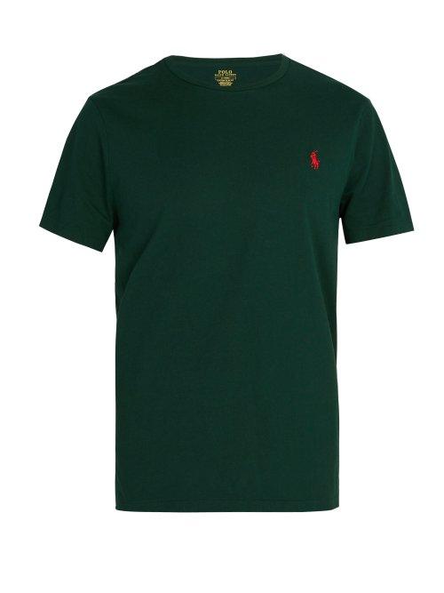 Matchesfashion.com Polo Ralph Lauren - Logo Embroidered Cotton Jersey T Shirt - Mens - Green