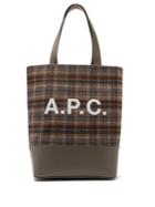 A.p.c. Axel Leather-panelled Tartan Felt Tote Bag