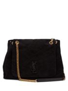Matchesfashion.com Saint Laurent - Nolita Large Quilted Suede Shoulder Bag - Womens - Black