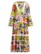 Matchesfashion.com Dodo Bar Or - Enid Floral Print Cotton Maxi Dress - Womens - Navy Print