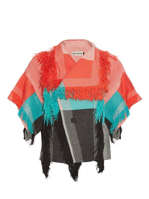 Matchesfashion.com Issey Miyake - Parrot Fringed Checked Jacket - Womens - Red Multi