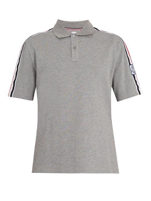 Matchesfashion.com Moncler - Contrast Collar Cotton Piqu Polo Shirt - Mens - Grey