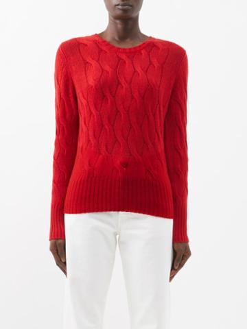 Johnstons Of Elgin - Cable-knit Cashmere Sweater - Womens - Bright Red