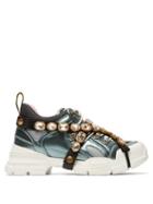 Matchesfashion.com Gucci - Flashtrek Crystal Embellished Low Top Trainers - Womens - Grey Multi