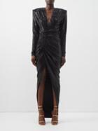 Alexandre Vauthier - V-neck Sequinned Jersey Dress - Womens - Black