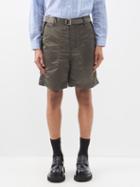 Sacai - Belted Nylon Twill Shorts - Mens - Dark Khaki