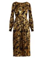 Matchesfashion.com Saloni - Camille Floral Jacquard Lurex Dress - Womens - Black Gold