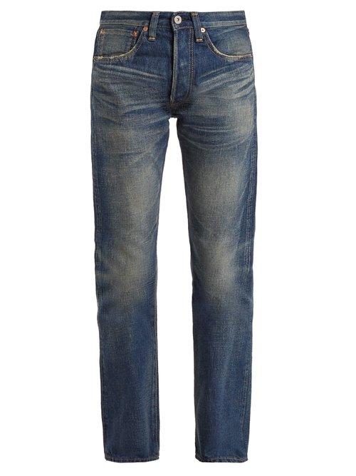 Matchesfashion.com Junya Watanabe - Straight Leg Washed Cotton Denim Jeans - Womens - Indigo