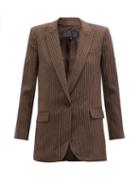 Nili Lotan - Diane Single-breasted Pinstriped Wool Jacket - Womens - Brown Stripe