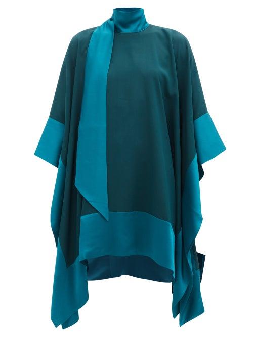 Matchesfashion.com Taller Marmo - Palm Beach High-neck Satin-trimmed Dress - Womens - Dark Green