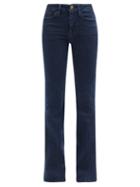 Frame - Le One High-rise Organic Cotton-blend Flared Jeans - Womens - Dark Denim