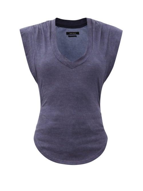 Matchesfashion.com Isabel Marant - Sowilen Structured-shoulder Cotton T-shirt - Womens - Black