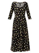 Matchesfashion.com Norma Kamali - Scoop-neck Floral-print Jersey Dress - Womens - Black Print