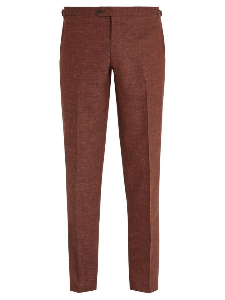Thom Sweeney Slim-leg Wool-blend Trousers
