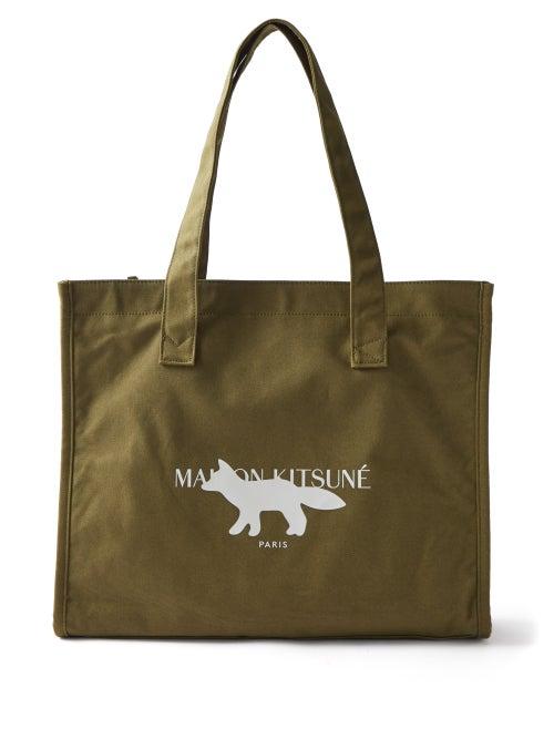 Maison Kitsun - Logo-print Canvas Tote Bag - Mens - Khaki