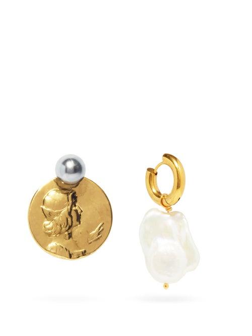 Ladies Jewellery Timeless Pearly - Mismatched Pearl & 24kt Gold-plated Earrings - Womens - Pearl