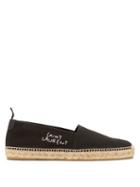 Matchesfashion.com Saint Laurent - Logo Embroidered Cotton Canvas Espadrilles - Mens - Black