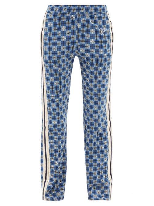 Wales Bonner - London Geometric-jacquard Jersey Track Pants - Womens - Blue Multi