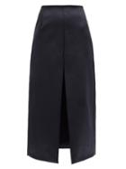Matchesfashion.com Dodo Bar Or - Lia Front-slit A-line Satin Skirt - Womens - Black