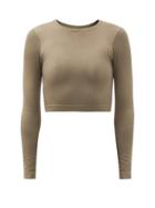 Ladies Activewear Prism - Evoke Ribbed Stretch-jersey Cropped Top - Womens - Khaki