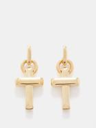 Laura Lombardi - Cecilia Cross-charm 14kt Gold-plated Earrings - Womens - Yellow Gold