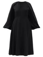 Matchesfashion.com Valentino - Cape-sleeve Silk-georgette Midi Dress - Womens - Black
