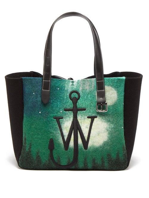 Jw Anderson - Northern Lights-print Wool-blend Felt Tote Bag - Mens - Black Multi