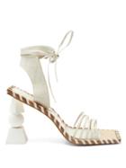 Matchesfashion.com Jacquemus - Valerie Geometric-heel Wraparound Leather Sandals - Womens - Cream