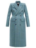 Matchesfashion.com Balenciaga - Hourglass Checked Double Breasted Wool Coat - Womens - Blue Multi