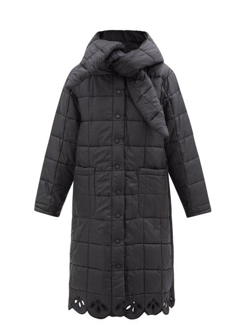 Sea - Wren Hooded-scarf Quilted Coat - Womens - Black