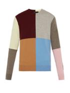 Matchesfashion.com Stella Mccartney - Patchwork Cashmere Blend Crew Neck Sweater - Mens - Multi