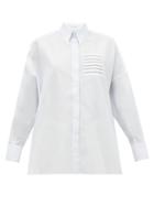 Matchesfashion.com Brunello Cucinelli - Beaded-pocket Cotton And Silk-blend Shirt - Womens - Light Blue