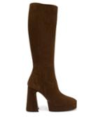 Matchesfashion.com Gucci - Madame Suede Platform Knee-high Boots - Womens - Dark Brown