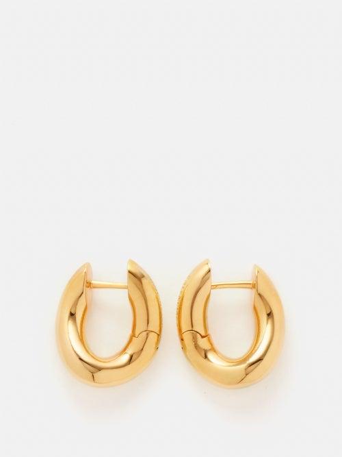 Balenciaga - Loop Xxs Twisted Hoop Earrings - Womens - Yellow Gold