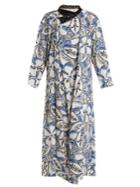 Toga Floral-print Lace-collar Midi Dress