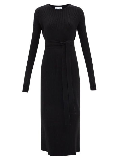 Raey - Recycled-cashmere Blend Belted Crew-neck Dress - Womens - Black