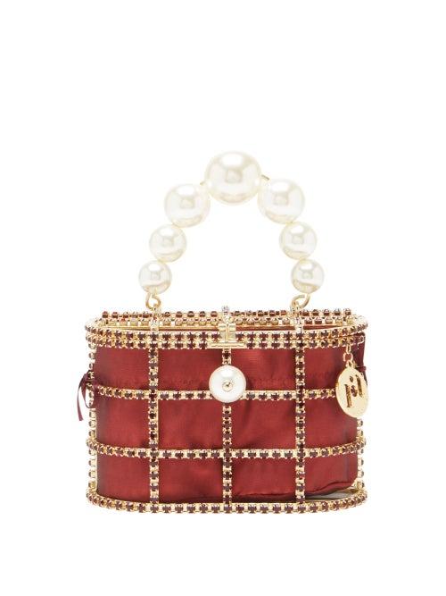 Matchesfashion.com Rosantica - Holli Crystal-embellished Cage Handbag - Womens - Red Multi