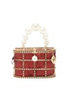 Matchesfashion.com Rosantica - Holli Crystal-embellished Cage Handbag - Womens - Red Multi