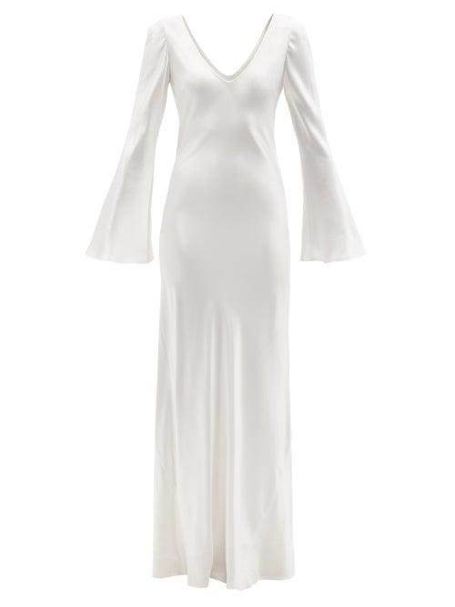 Ladies Rtw Galvan - Salvador Bias-cut Silk-satin Maxi Dress - Womens - White