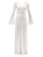 Ladies Rtw Galvan - Salvador Bias-cut Silk-satin Maxi Dress - Womens - White