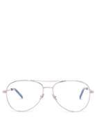 Matchesfashion.com Saint Laurent - Aviator Frame Metal Glasses - Mens - Silver