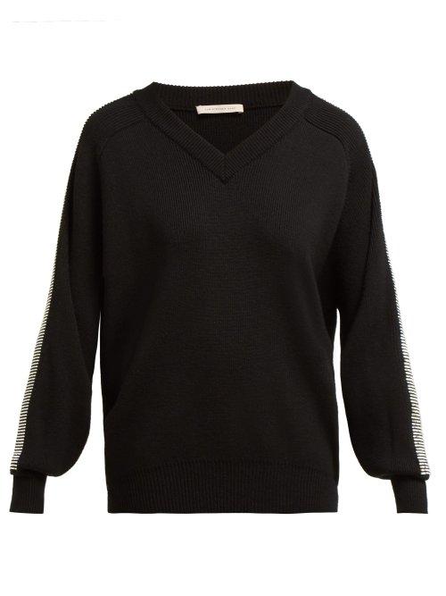 Matchesfashion.com Christopher Kane - Crystal Embellished Trim Wool Sweater - Womens - Black