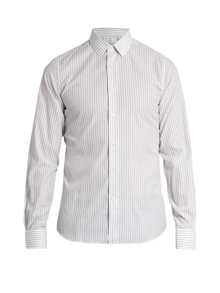 Valentino Single-cuff Striped Cotton Shirt