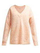Matchesfashion.com Ganni - Callahan V Neck Mohair Blend Sweater - Womens - Light Pink