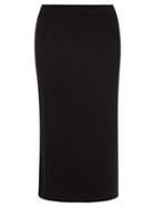 Matchesfashion.com Allude - Ribbed-knit Cashmere Midi Skirt - Womens - Black