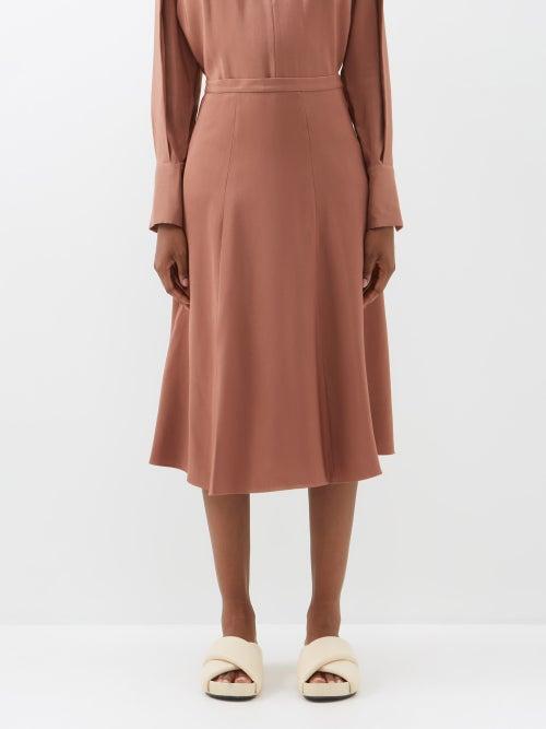 Joseph - Clement Wool-blend Midi Skirt - Womens - Purple Red