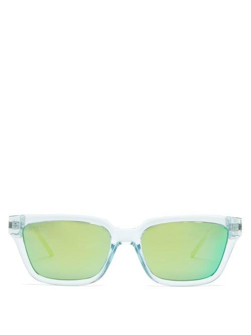 Gucci - Rectangle Clear-acetate Sunglasses - Mens - Green