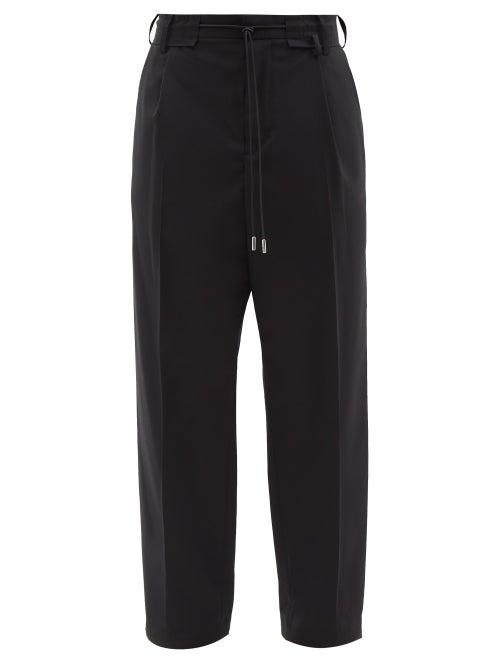 Sacai - Wool-blend Drawstring Trousers - Mens - Black