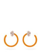 Matchesfashion.com Bea Bongiasca - Tendril Crystal, Rose-gold & Enamel Hoop Earrings - Womens - Orange Multi